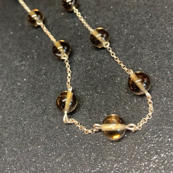 NWOT Sterling Silver Smokey Topaz Beaded Necklace - Picture 9 of 16